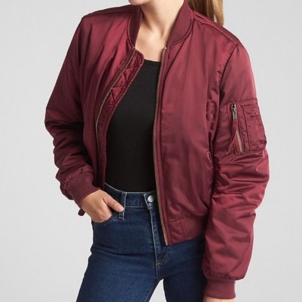 Gap Burgundy Utility Bomber Jacket